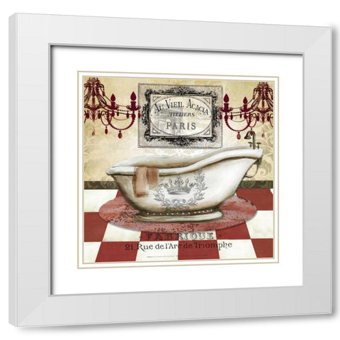 Red French Bath II White Modern Wood Framed Art Print with Double Matting by Tre Sorelle Studios