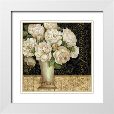 Antique Floral Still Life I White Modern Wood Framed Art Print with Double Matting by Gladding, Pamela
