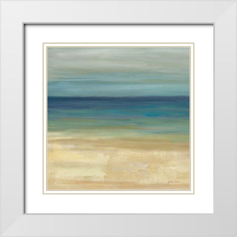Navy Blue Horizons I White Modern Wood Framed Art Print with Double Matting by Coulter, Cynthia