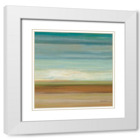 Turquoise Horizons II White Modern Wood Framed Art Print with Double Matting by Coulter, Cynthia