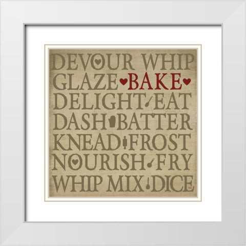 Chefs Words I White Modern Wood Framed Art Print with Double Matting by h.artworks