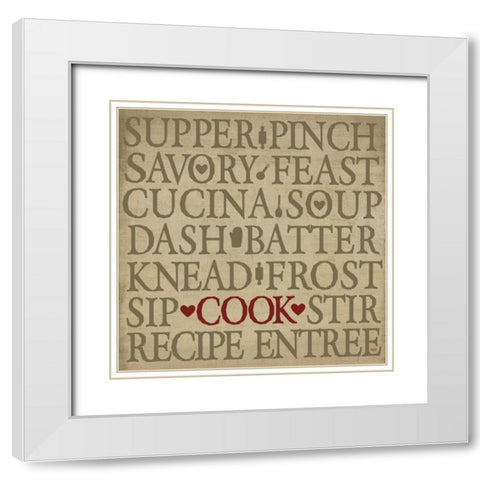 Chefs Words II White Modern Wood Framed Art Print with Double Matting by h.artworks
