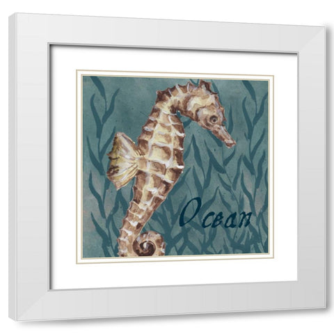 Nautical Critters I White Modern Wood Framed Art Print with Double Matting by Tre Sorelle Studios