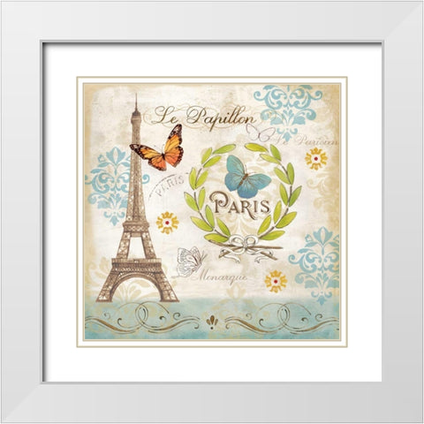 Le Papillon Paris I White Modern Wood Framed Art Print with Double Matting by Coulter, Cynthia