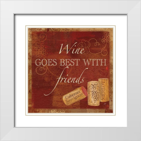 Wine Cork Sentiment I White Modern Wood Framed Art Print with Double Matting by Coulter, Cynthia