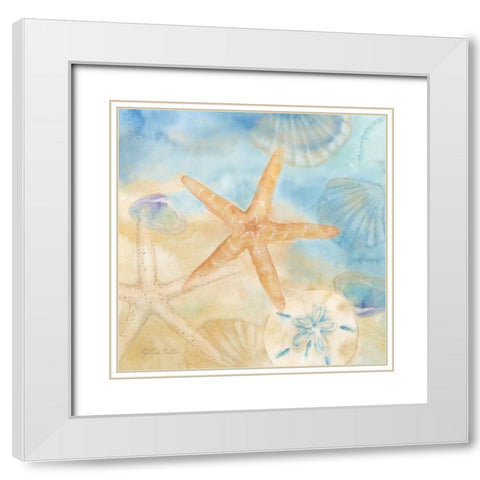 Watercolor Shells IV White Modern Wood Framed Art Print with Double Matting by Coulter, Cynthia