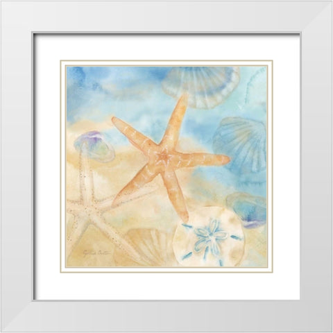 Watercolor Shells IV White Modern Wood Framed Art Print with Double Matting by Coulter, Cynthia