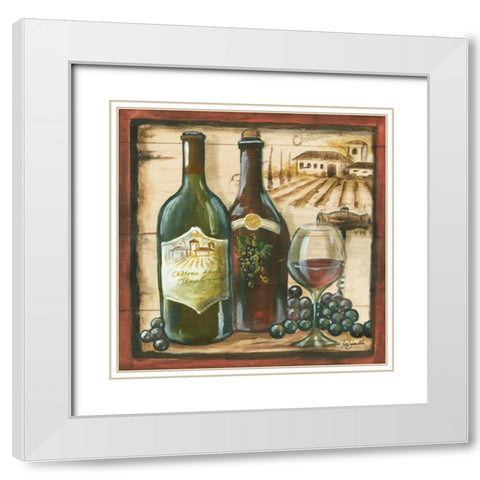 Wooden Wine Square I White Modern Wood Framed Art Print with Double Matting by Tre Sorelle Studios