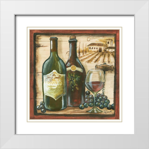 Wooden Wine Square I White Modern Wood Framed Art Print with Double Matting by Tre Sorelle Studios