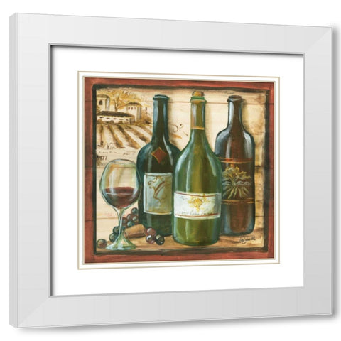 Wooden Wine Square II White Modern Wood Framed Art Print with Double Matting by Tre Sorelle Studios