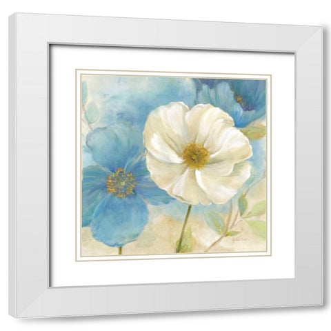 Watercolor Poppies I White Modern Wood Framed Art Print with Double Matting by Coulter, Cynthia