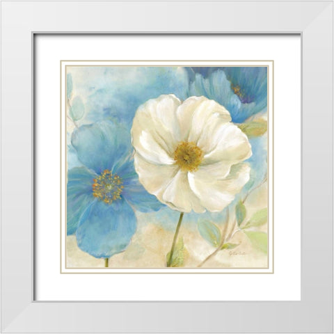 Watercolor Poppies I White Modern Wood Framed Art Print with Double Matting by Coulter, Cynthia