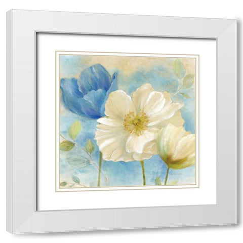 Watercolor Poppies II White Modern Wood Framed Art Print with Double Matting by Coulter, Cynthia