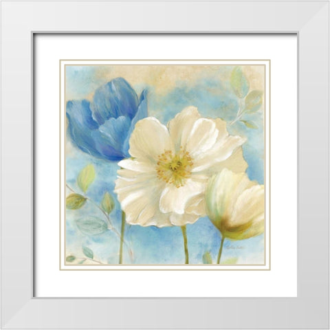 Watercolor Poppies II White Modern Wood Framed Art Print with Double Matting by Coulter, Cynthia