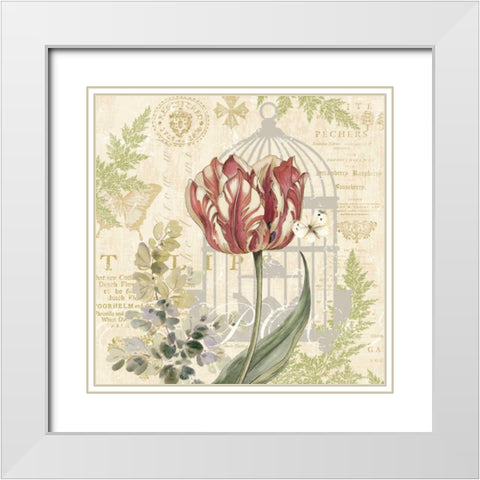 Floral Nature Trail II White Modern Wood Framed Art Print with Double Matting by Gladding, Pamela
