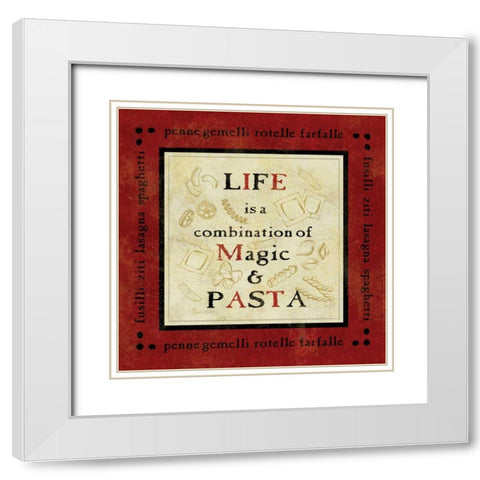 Pasta Sayings I White Modern Wood Framed Art Print with Double Matting by Gladding, Pamela