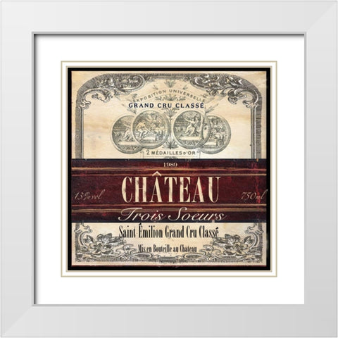 Grand Vin Wine Label II White Modern Wood Framed Art Print with Double Matting by Tre Sorelle Studios