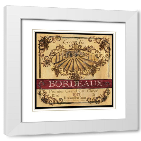 Grand Vin Wine Label III White Modern Wood Framed Art Print with Double Matting by Tre Sorelle Studios