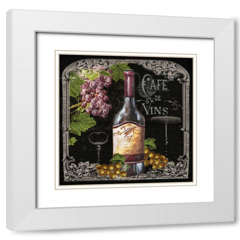 Cafe de Vins Wine I White Modern Wood Framed Art Print with Double Matting by Tre Sorelle Studios
