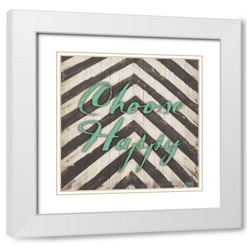 Chevron Sentiments Teal II White Modern Wood Framed Art Print with Double Matting by h.artworks