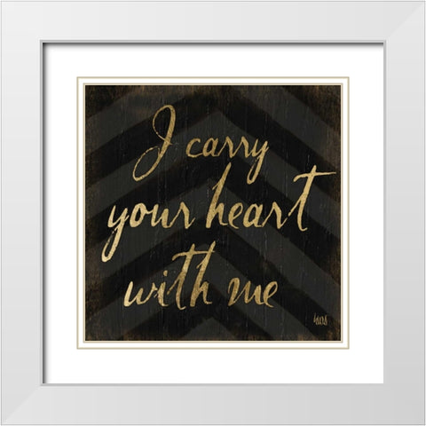 Chevron Sentiments Black-Gold I White Modern Wood Framed Art Print with Double Matting by h.artworks
