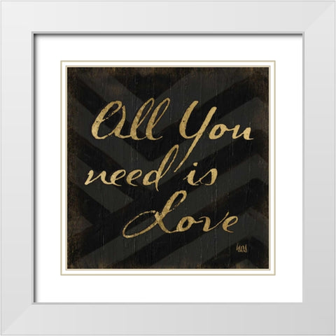 Chevron Sentiments Black-Gold II White Modern Wood Framed Art Print with Double Matting by h.artworks