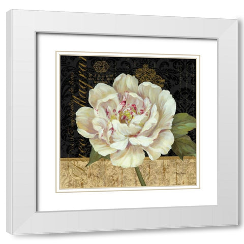 Antique Still Life Peony White Modern Wood Framed Art Print with Double Matting by Gladding, Pamela