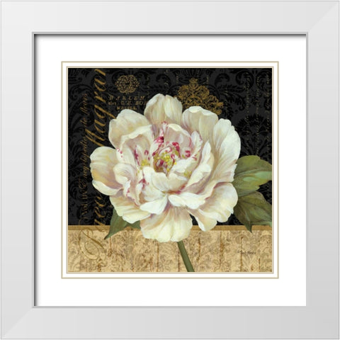Antique Still Life Peony White Modern Wood Framed Art Print with Double Matting by Gladding, Pamela