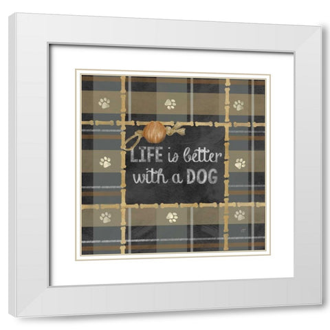 Dog Sentiment Plaid II White Modern Wood Framed Art Print with Double Matting by Coulter, Cynthia