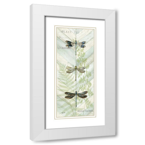 Dragonfly Botanical Panels II White Modern Wood Framed Art Print with Double Matting by Tre Sorelle Studios