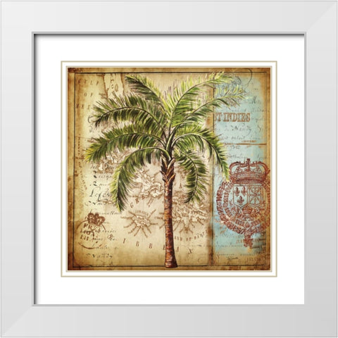 Antique Nautical Palms II White Modern Wood Framed Art Print with Double Matting by Tre Sorelle Studios