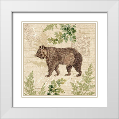 Woodland Trail II - bear White Modern Wood Framed Art Print with Double Matting by Gladding, Pamela