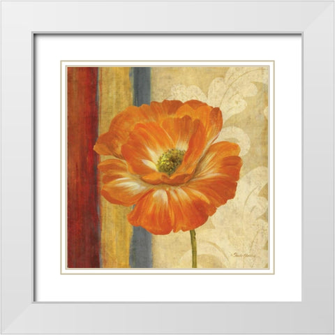 Poppy Tapestry Stripes I White Modern Wood Framed Art Print with Double Matting by Gladding, Pamela