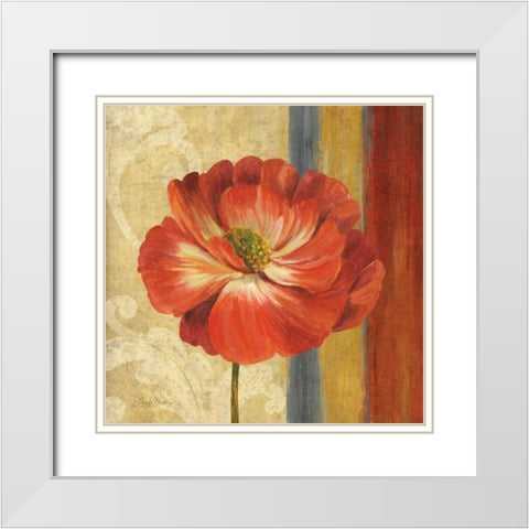 Poppy Tapestry Stripes II White Modern Wood Framed Art Print with Double Matting by Gladding, Pamela