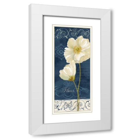 Paris Poppies Navy Blue Panel II White Modern Wood Framed Art Print with Double Matting by Coulter, Cynthia