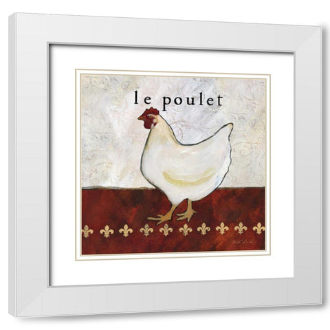 French Country Kitchen II - Le Poulet  White Modern Wood Framed Art Print with Double Matting by Dundon, Caitlin