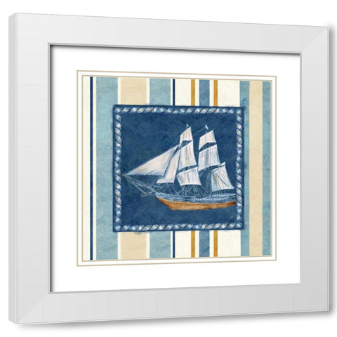 Nautical Stripe II White Modern Wood Framed Art Print with Double Matting by Coulter, Cynthia