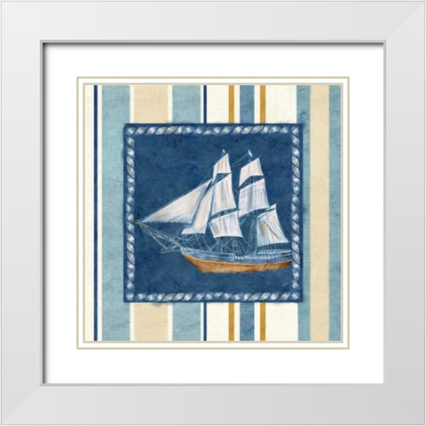 Nautical Stripe II White Modern Wood Framed Art Print with Double Matting by Coulter, Cynthia