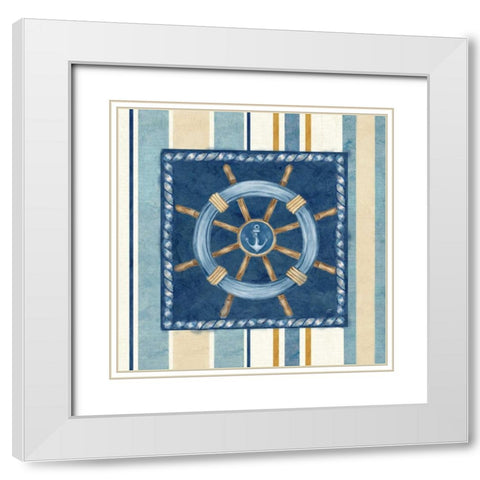 Nautical Stripe IV White Modern Wood Framed Art Print with Double Matting by Coulter, Cynthia