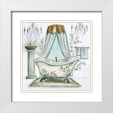 French Bath Sketch I - tub White Modern Wood Framed Art Print with Double Matting by Tre Sorelle Studios