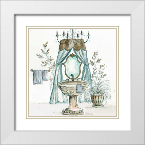 French Bath Sketch II - sink White Modern Wood Framed Art Print with Double Matting by Tre Sorelle Studios