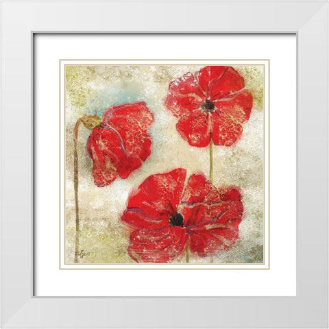 Poppy Passion II White Modern Wood Framed Art Print with Double Matting by Lyon, Rebecca