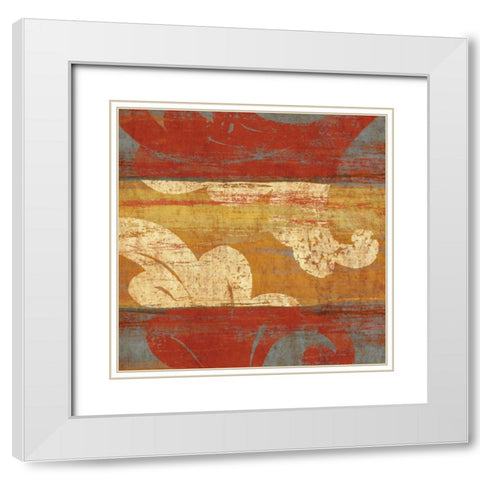 Tapestry Stripe Square I White Modern Wood Framed Art Print with Double Matting by Studio Nova
