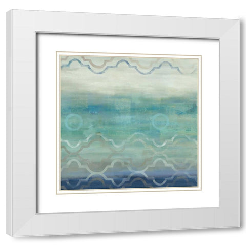 Abstract Waves Blue-Gray I White Modern Wood Framed Art Print with Double Matting by Coulter, Cynthia