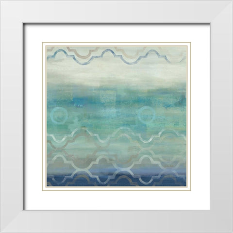 Abstract Waves Blue-Gray I White Modern Wood Framed Art Print with Double Matting by Coulter, Cynthia