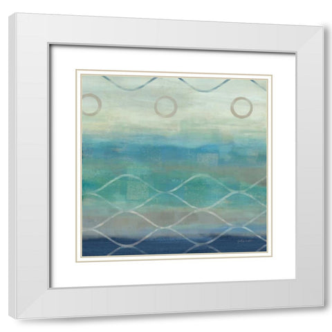 Abstract Waves Blue-Gray II White Modern Wood Framed Art Print with Double Matting by Coulter, Cynthia