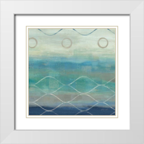 Abstract Waves Blue-Gray II White Modern Wood Framed Art Print with Double Matting by Coulter, Cynthia