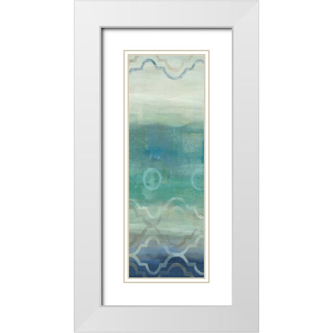 Abstract Waves Blue-Gray Panel I White Modern Wood Framed Art Print with Double Matting by Coulter, Cynthia