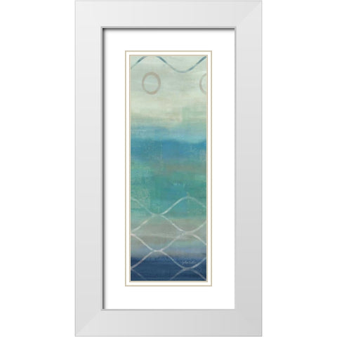 Abstract Waves Blue-Gray Panel II White Modern Wood Framed Art Print with Double Matting by Coulter, Cynthia
