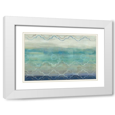 Abstract Waves Blue-Gray Landscape White Modern Wood Framed Art Print with Double Matting by Coulter, Cynthia